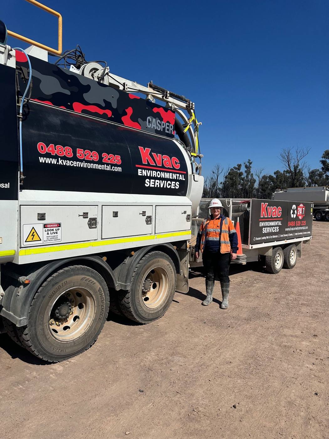 KVAC Environmental Services vacuum excavation truck on site in South East Queensland